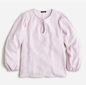 NEW J. Crew Lavender Purple Puff Sleeve Satin Keyhole Blouse Top